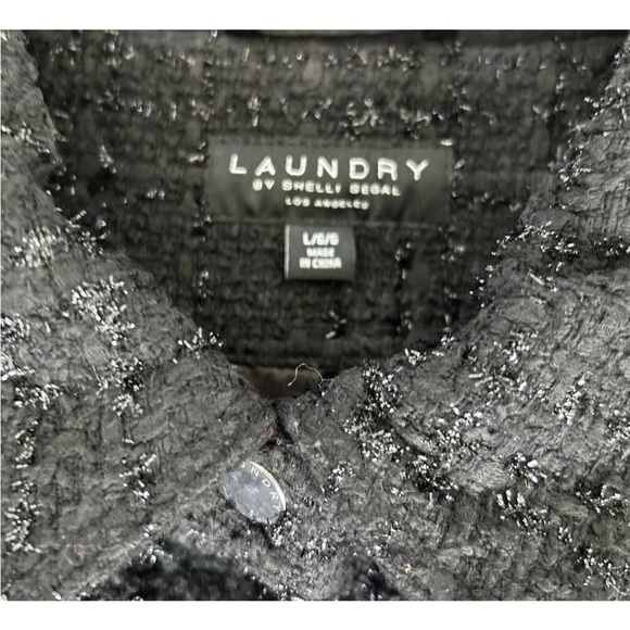 Laundry by Shelli Segal Black Glitter Peplum  Coat Laundry Size Large - Picture 2 of 10